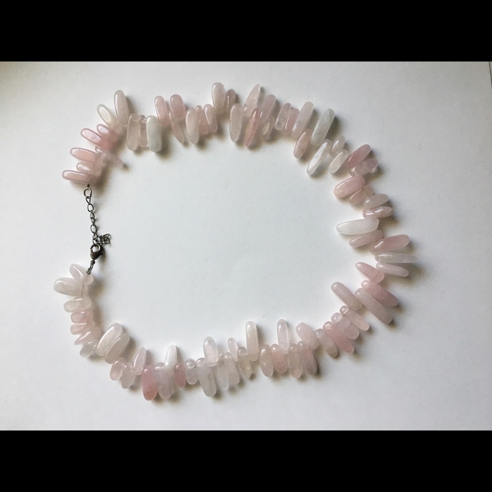 Real Rose Quartz Beaded Clasp Necklace